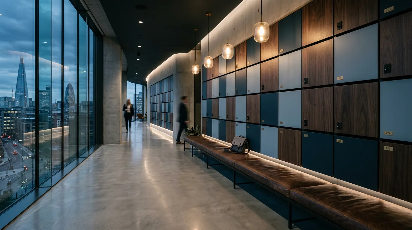 High-Design Lockers in Bleu Spazio, coworking corridor