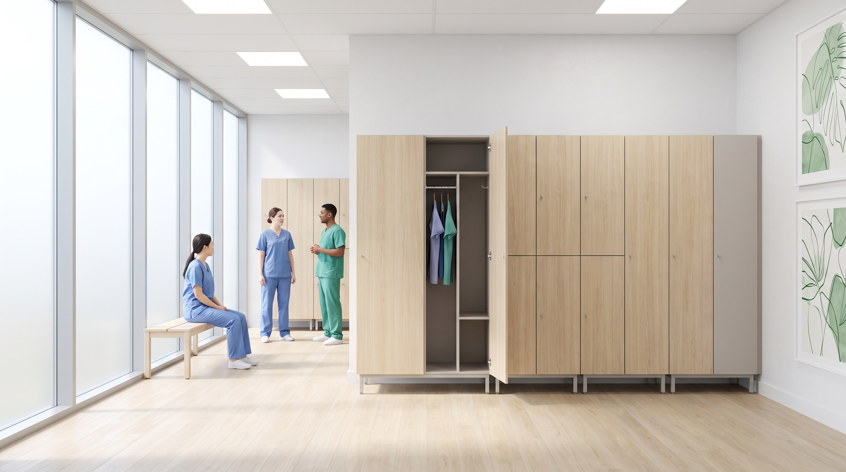 White Oak Wheaton Scandinavian locker room