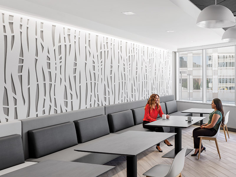 Bosco organic white acoustic panels as feature wall