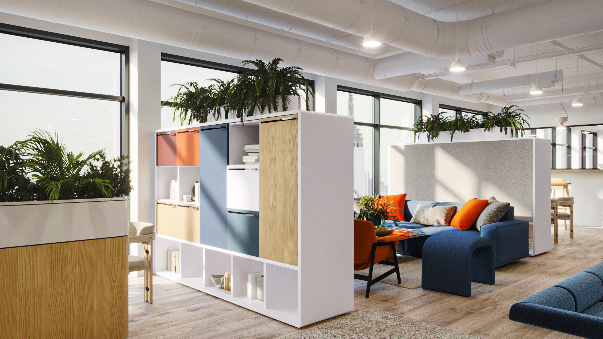 Arraya locker system in an open office environment