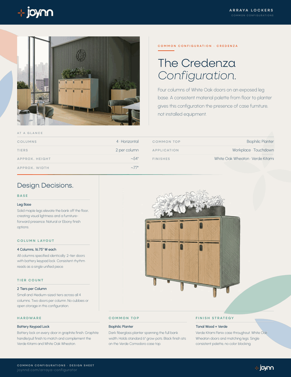 Arraya Credenza configuration design sheet