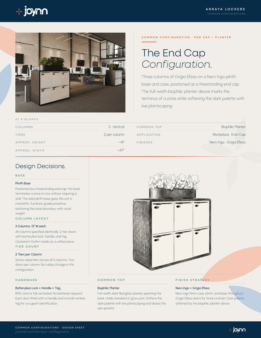Arraya End Cap configuration design sheet