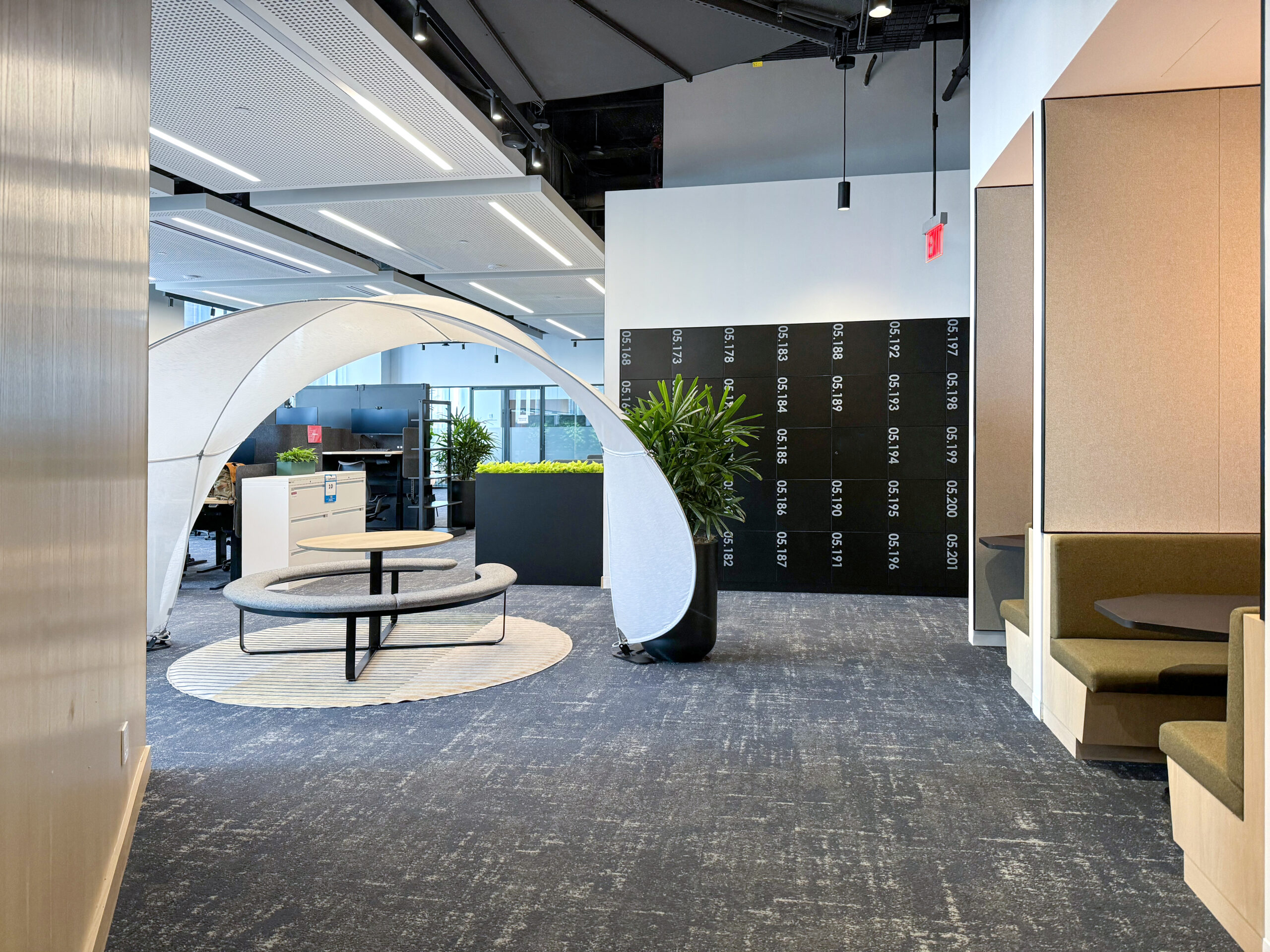 Open office built-in wall lockers in financial services