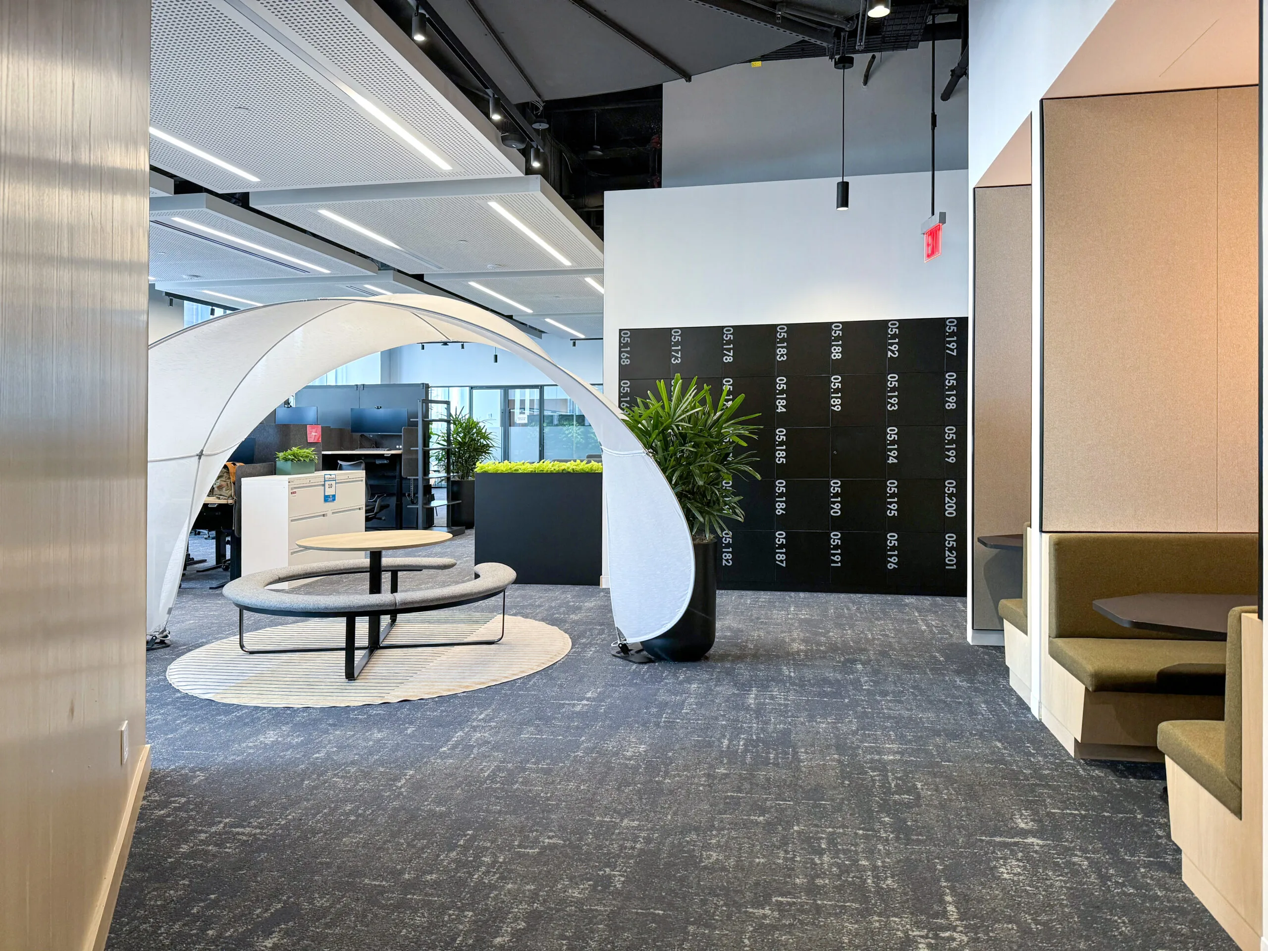 Open office built-in wall lockers in financial services