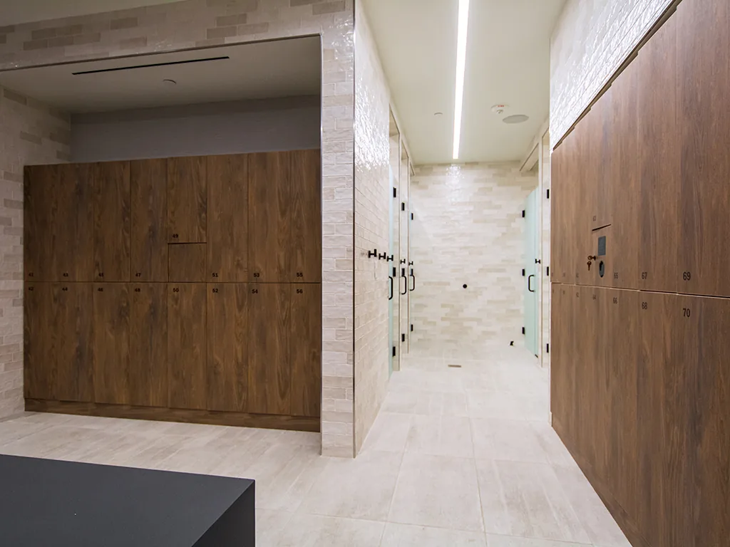 End-of-trip locker room corridor, insurance company