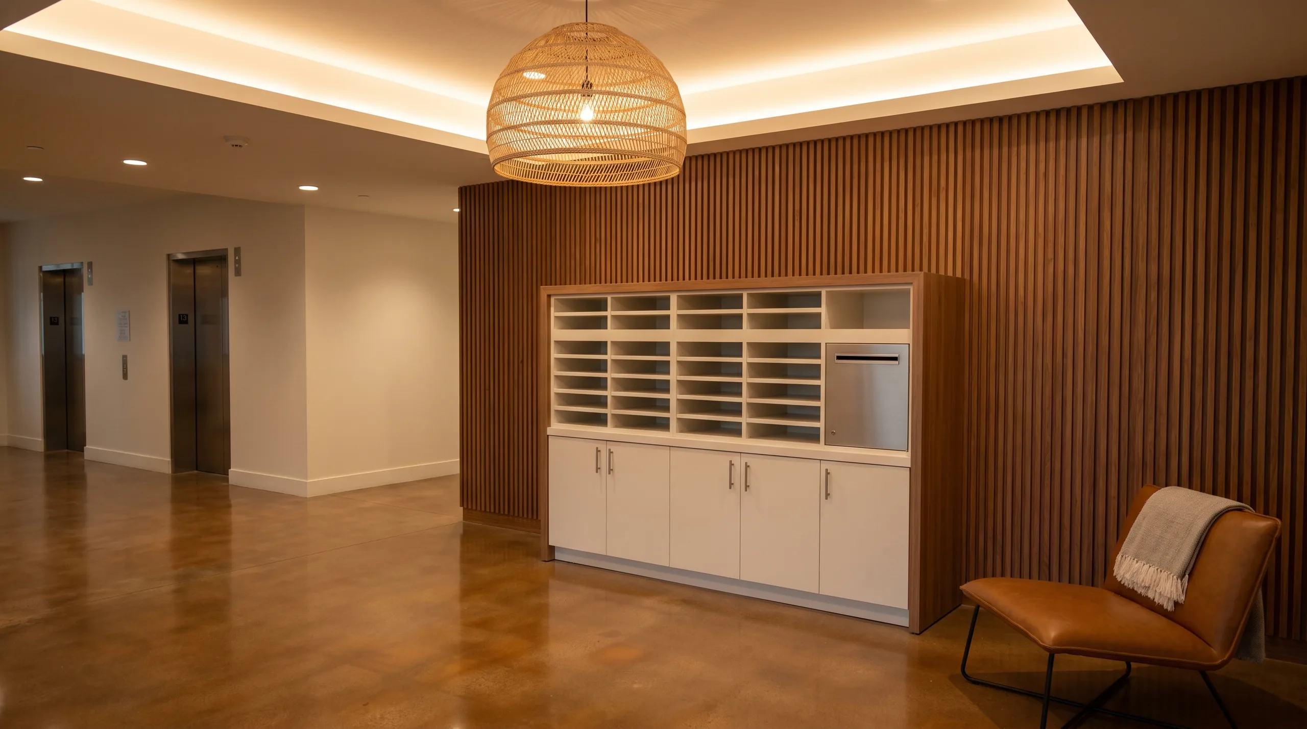Executive mail station in premium lobby