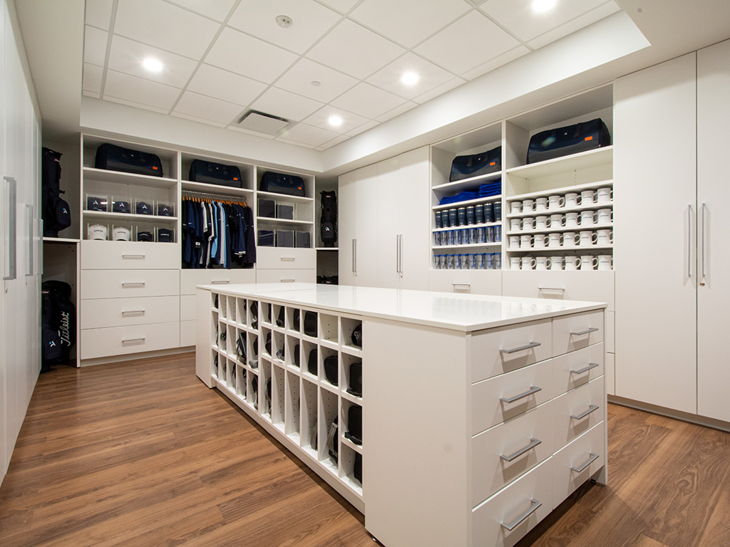 White casework pro shop, full room