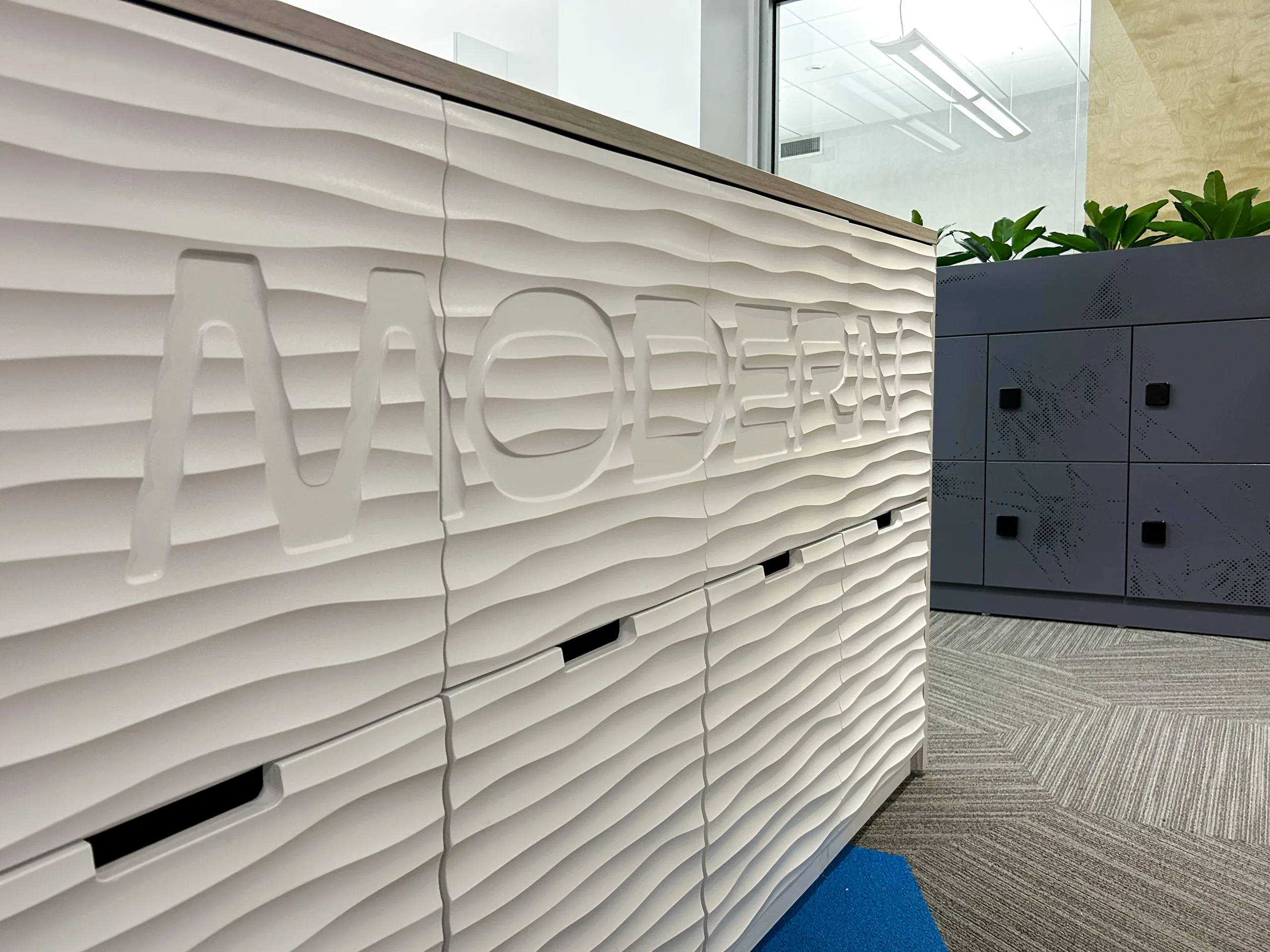 Textured and patterned locker door surface