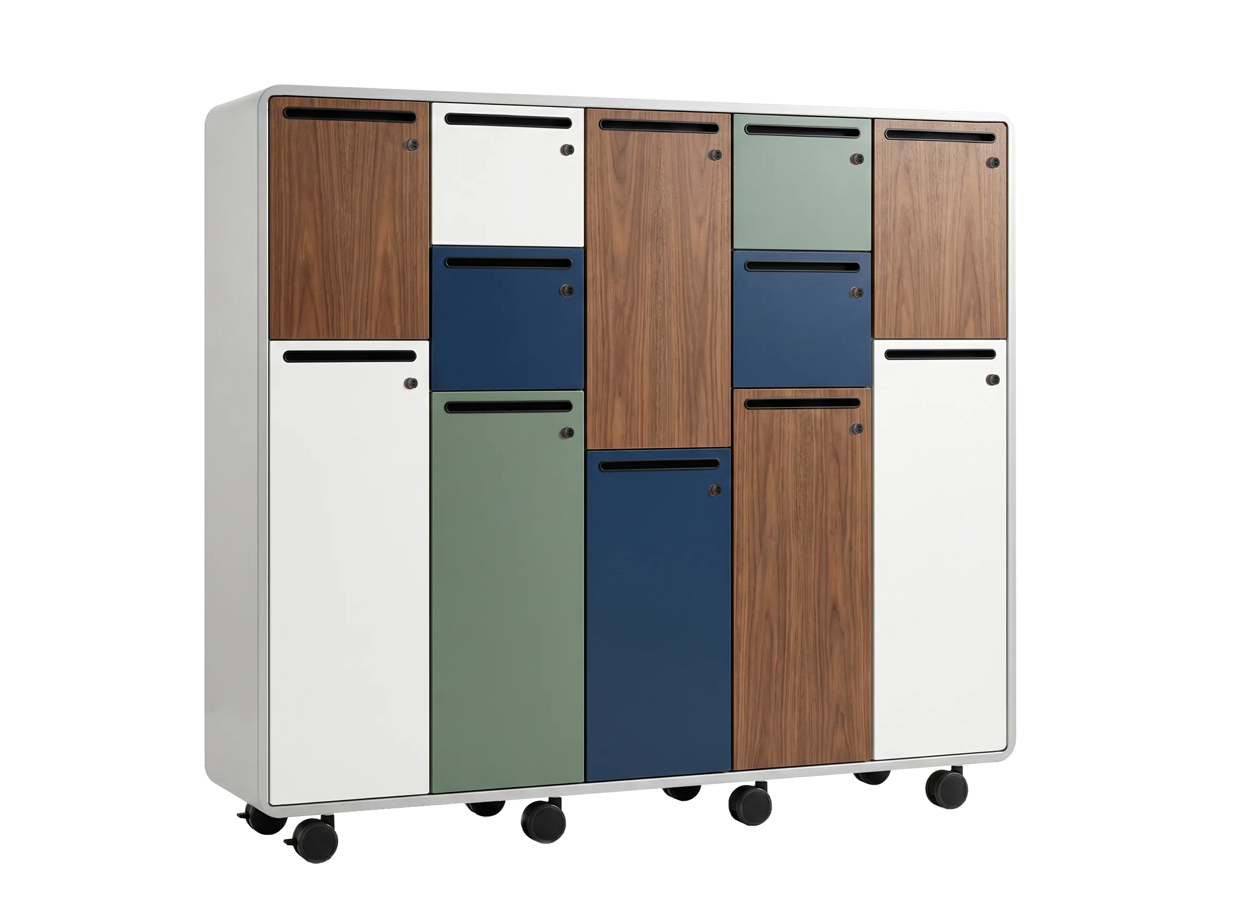 5-column mixed-finish mobile Arraya locker unit