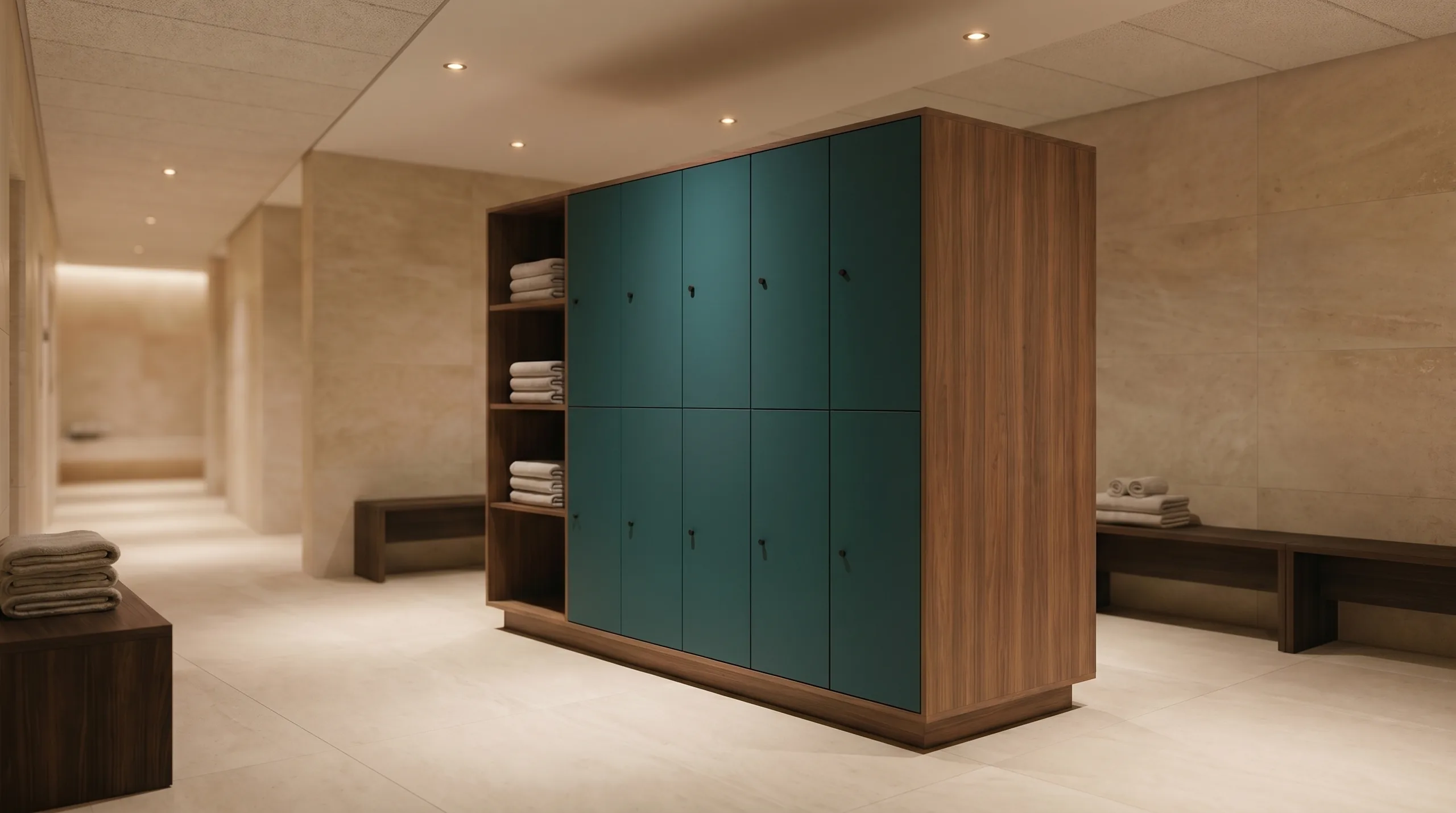 Boutique fitness locker room