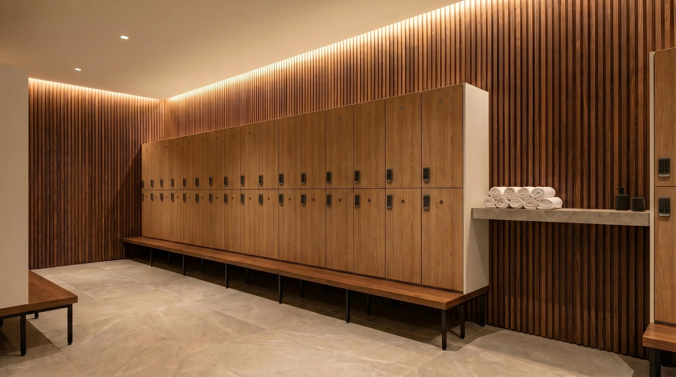 Boutique fitness locker room
