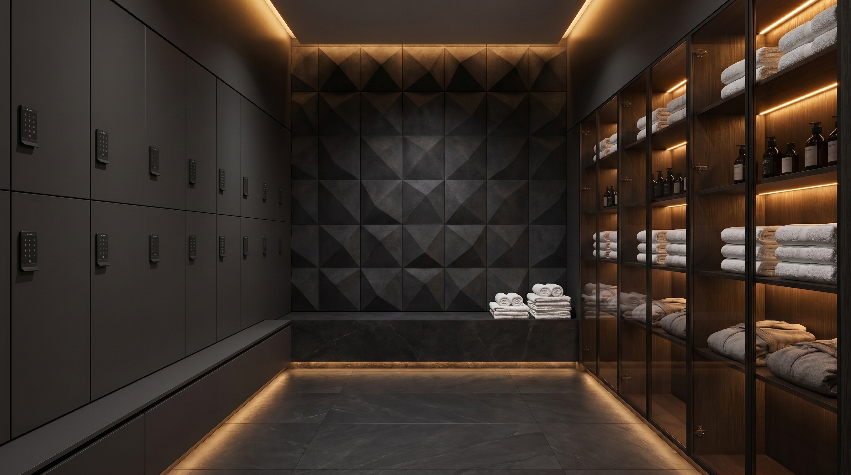 Wellness center spa amenity locker room