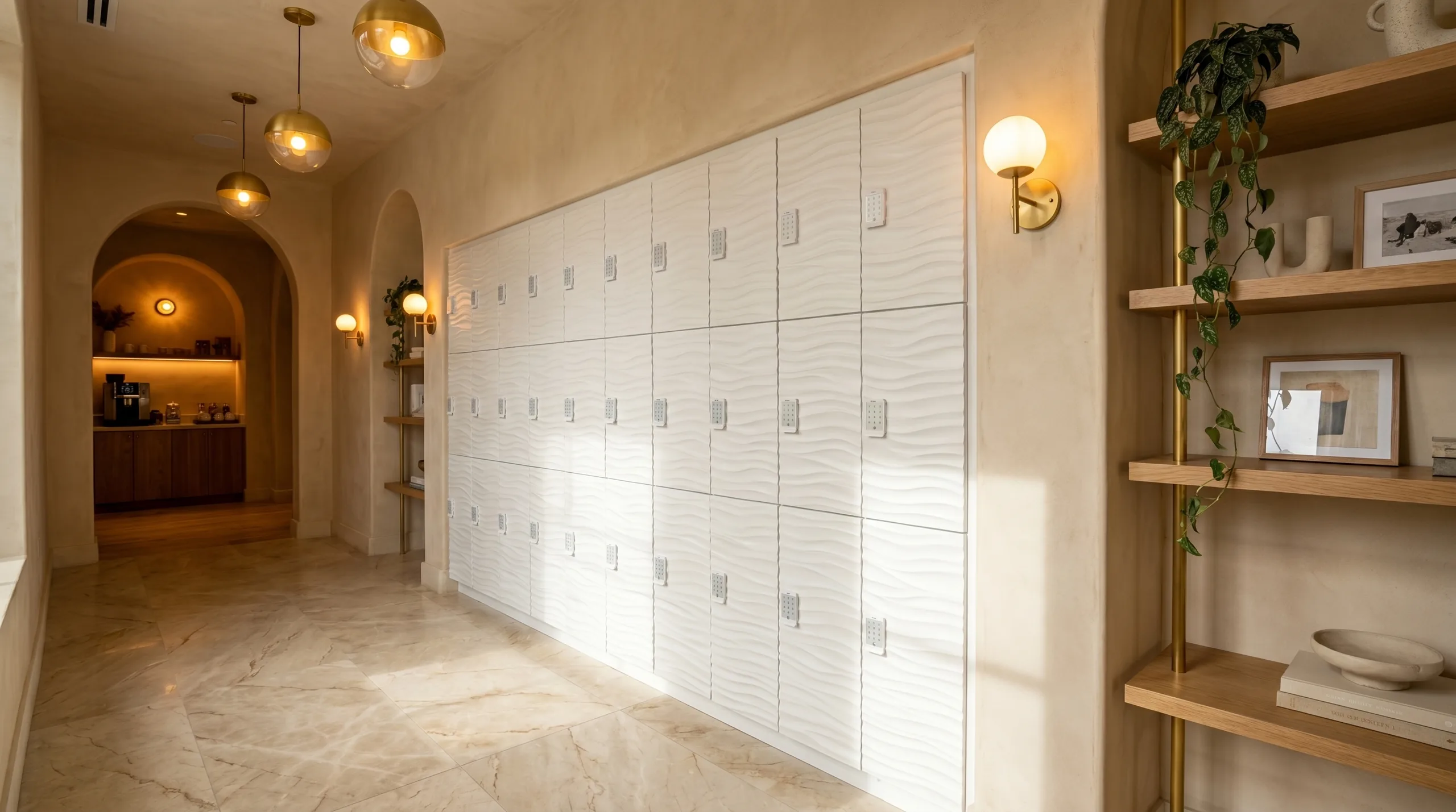 Boutique hotel reception desk with coordinated casework
