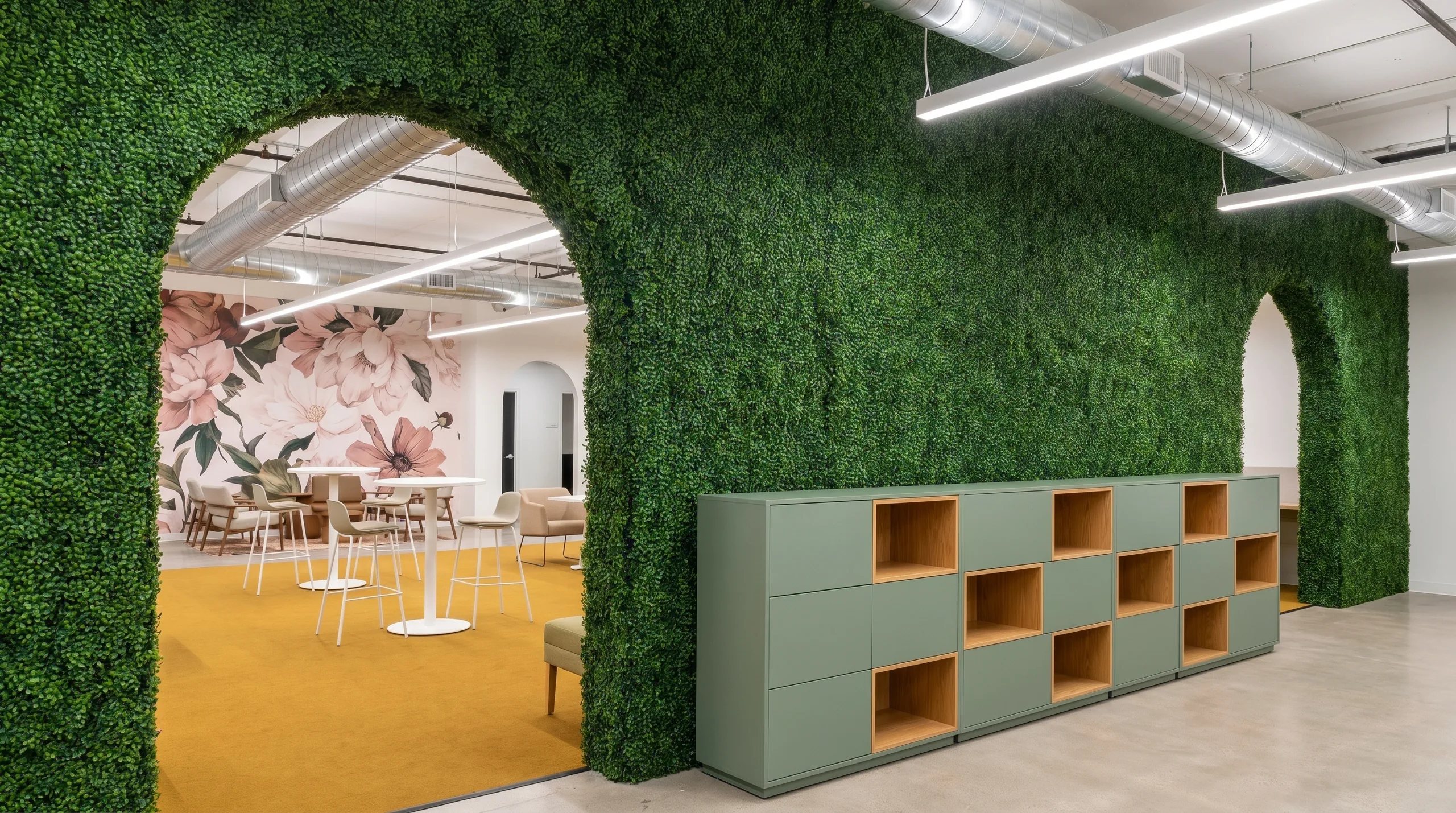 Zone Divider with living wall in a creative agency
