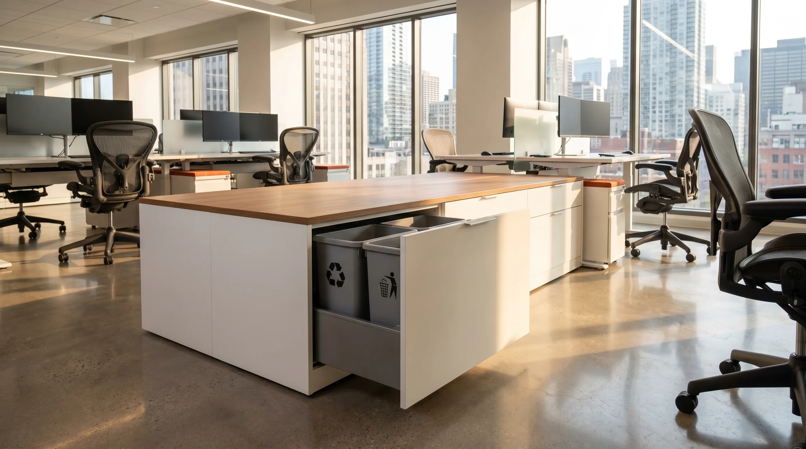 Casework-integrated in open office