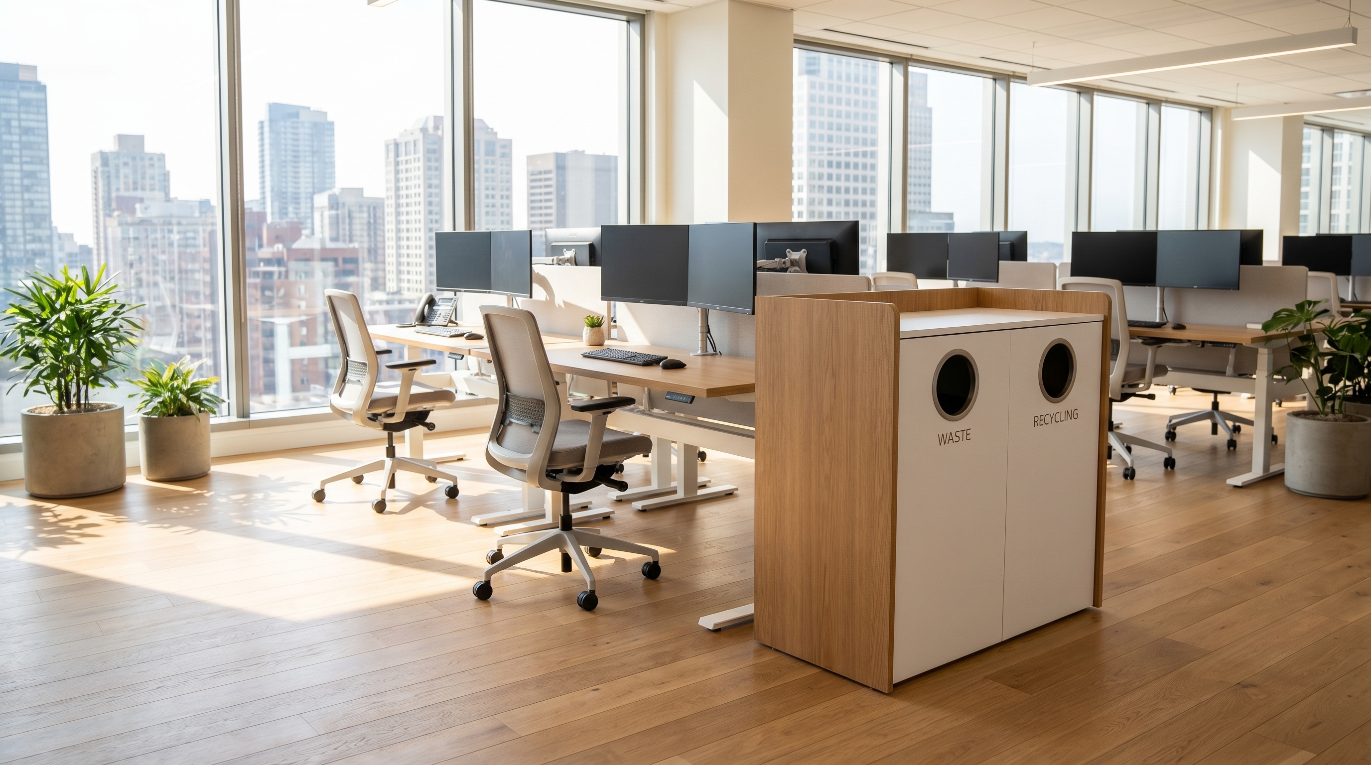 Workplace — open-plan freestanding station