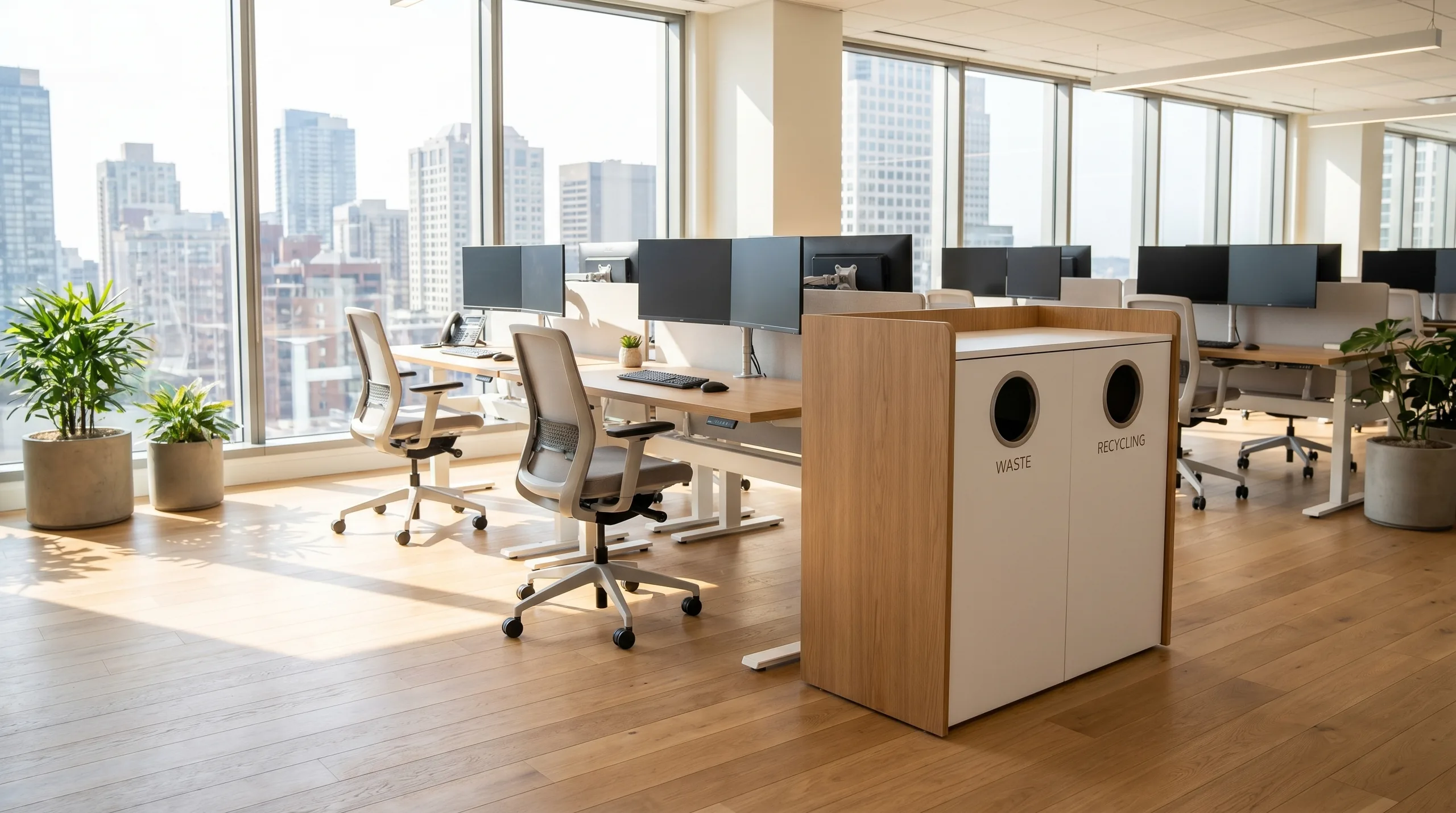 Workplace — open-plan freestanding station