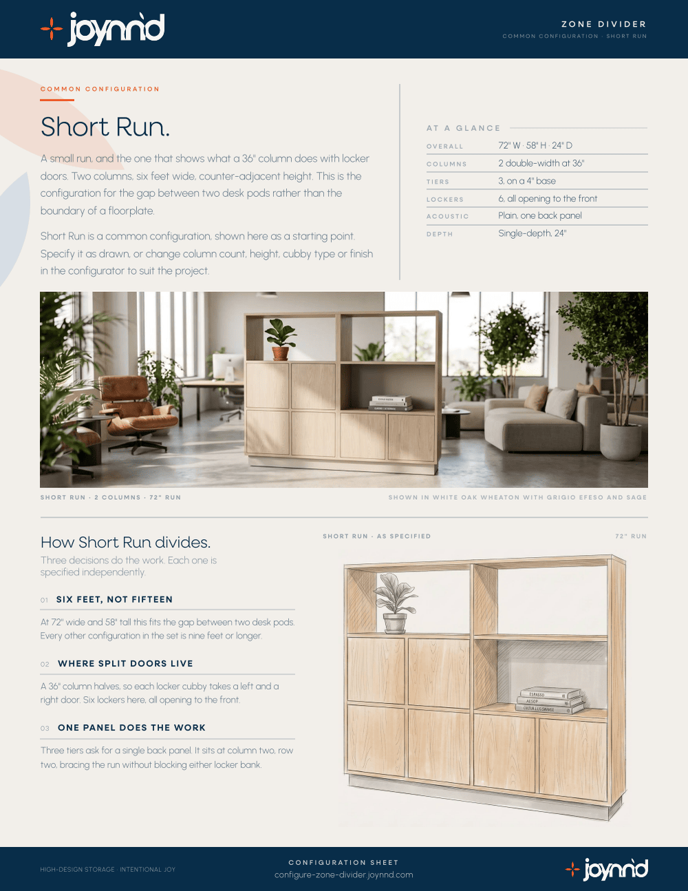 Zone Divider Short Run configuration design sheet