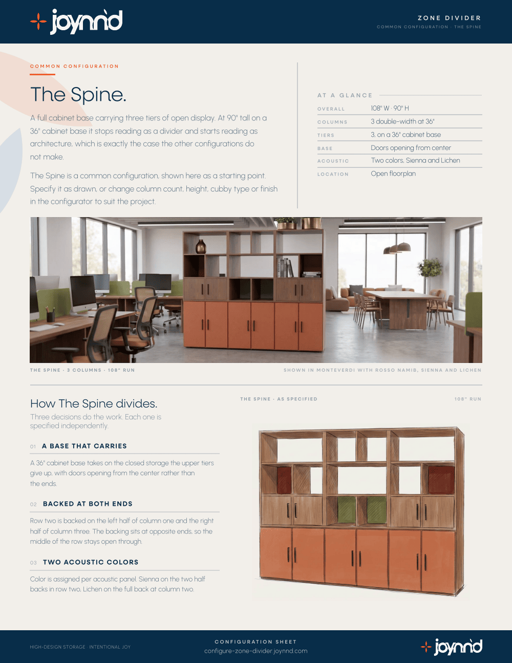 Zone Divider The Spine configuration design sheet